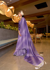 Lilac Dream: Designer Fendy Satin Saree with Ombre Digital Print